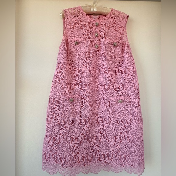 Self-Portrait Dresses & Skirts - Self-Portrait Blush Lace Floral Mini Dress